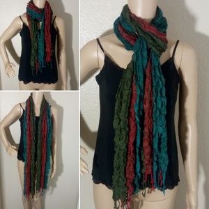 Tri-color Puff Popcorn Knit Scarf